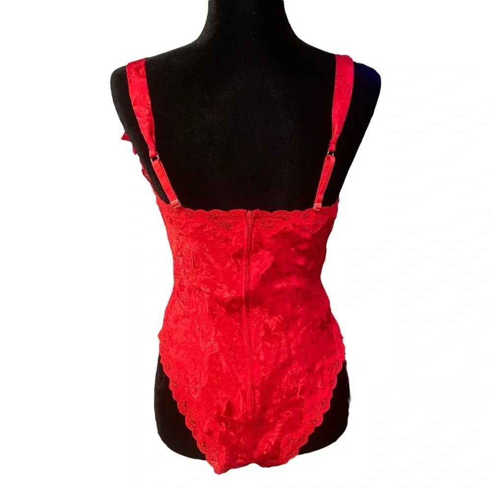 Vintage Victoria’s Secret Gold Label Red Brocade Teddy One Piece Bow Lingerie - Picture 13 of 13